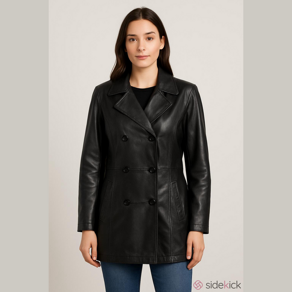 Wilsons Leather Jackets & Blazers - Wilson Leather Double Breasted Leather Jacket Black Medium